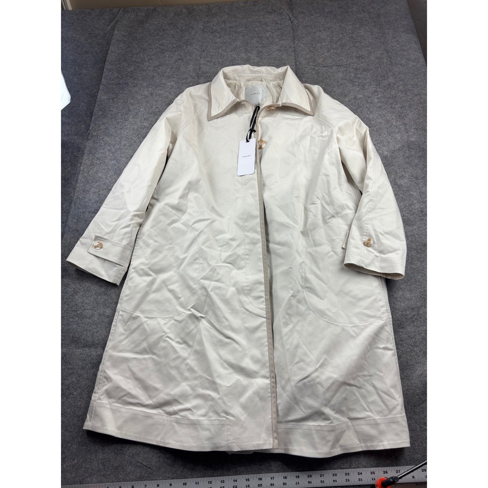 Varley Stamford Car Coat Birch Tan Beige Button Front Jacket VAR02816 Small NEW